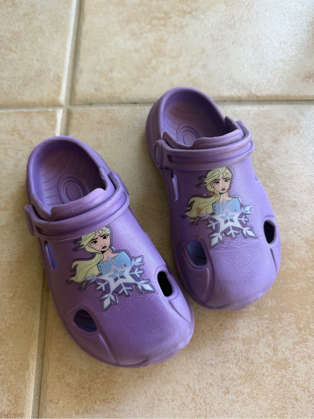 Used Toddler Purple Frozen Character Slip-On Clogs Size 7/8